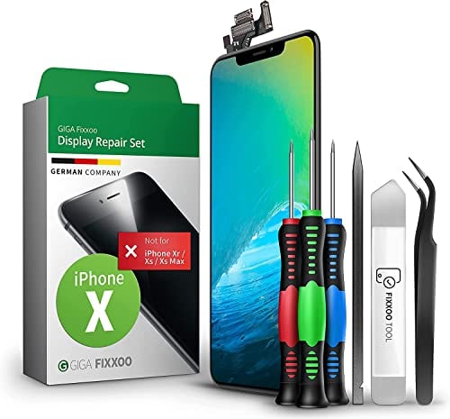 GIGA Fixxoo® Pantalla Original para iPhone X con Kit de Herramientas - Cristal Retina LCD Táctil - Kit de Reparación y Repuesto