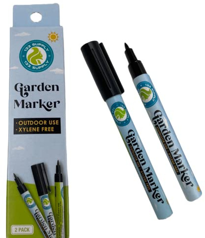 133 SUPPLY - 2 Pack Garden Marker Pen Permanent Markers Black (UV Fade Resistant Marker Pens for Plant Markers Garden Markers Waterproof Pen Black Markers Outdoor Marker for Garden Plant Labels 0.8mm)