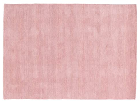 RUG PRINCE Wollteppich Gabbeh Uni 120x170 Handgewebt Rosa Einfarbig Handarbeit Zimmer