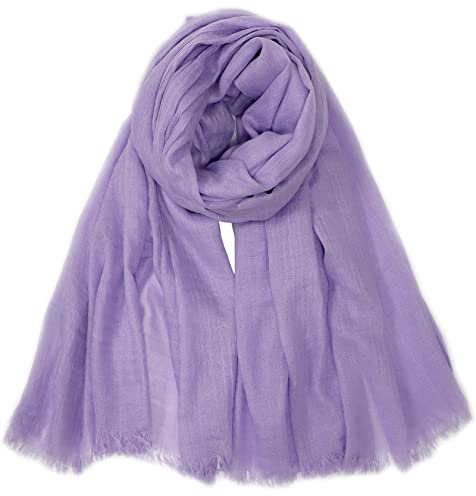 Gragengs Women Summer Scarfs Cotton Lightweight Large Long Gauze Shawl Beach Wrap Plain 75”×43”,Light Purple