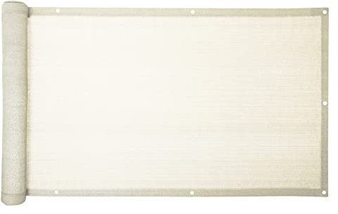 eacommerce Toile d'ombrage de confidentialité pour balcons brise-vue, 160 g/m², œillets avec corde (75 x 600 cm, blanc)
