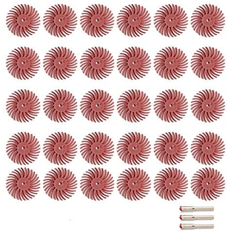 Kit disco a setole radiali da 1 pollice Spazzola abrasiva 1/8 pollici 3,2,35 mm gambo dettaglio ruota di lucidatura for accessori for utensili rotanti Dremel DShanLa (Color : 30PC Grit 220 set, Size