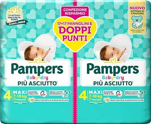 Pampers Baby Dry Maxi, DWCT Doppelpack, Größe 4 (7-18 kg), 34 Windeln