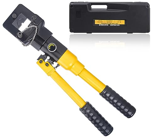 MMNZE 16 Tonnen Hydraulische Kabelschuh-Crimper Zange 6 AWG bis 800 MCM Handbetriebenes Hydraulisches Crimpwerkzeug Kit Drahtklemmen Lug Batterie Crimpzange mit 12 Matrizen