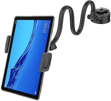 D.SKING [Fuerte succión] Soporte universal para el parabrisas del salpicadero para iPad, mini, Galaxy Tab apto para todas las tabletas de 6 a 10,5 pulgadas y GPS, soporte de coche para teléfono (negro