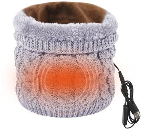 TINAYAUE Unisex Beheizter USB-Schal Warmer Winterschal verdickter Plüsch Halswärmer Weicher Strickschal Winddicht Nackenwärmer Gestricktes Halstuch für Radfahren, Wandern, Reisen, Bergsteigen