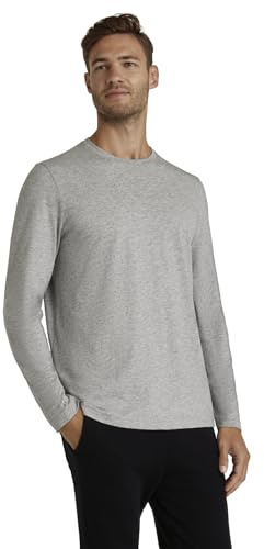 FALKE Herren Pullover Basic T-Shirt Longsleeve M L/s Sh Baumwolle weich Langarm bequem sehr leicht 1 Stück, Grau Light Grey 3400, M