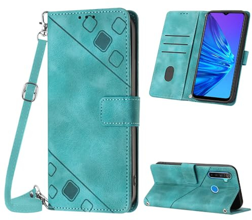 Mo-Beauty Funda para OPPO Realme 5/5s/5i/C3/C3i/6i, Funda Antigolpes de Piel Prémium Cruzada, Correa Ajustable [3 Ranuras] [Soporte] [Hebilla Magnética] Compatible con Realme 5 - Verde