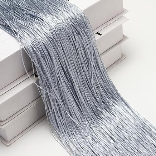 2 Stück 100 x 200 cm Fadenvorhang Vorhang Dekovorhang Raumteiler Türvorhang Fenstervorhang Fadenvorhänge Fadengardine für Türen, Wohnzimmer, als Raumteiler oder Dekoration, Polyester -Silber grau
