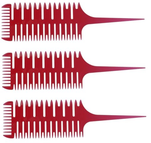 DOITOOL Strähnenkamm Zum Färben 3 Stück 3 Multitools Fischgrätenkamm Kämme Haarbürste Multifunktionswerkzeug Haartrockner Färbekamm Kamm in Fischform Aufhellen Frisierkamm Rippenkamm Rot