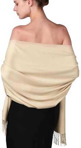 FURTALK Women's Pashmina Shawls and Wraps for Evening Dress Long Scarf Wedding Bride Bridesmaid Shawl Gifts Light Khaki