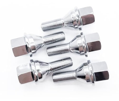 Yumfugu Confezione da 5 bulloni per ruota auto, M12 x 1,25, gambo da 26 mm, 19 mm, lunghezza 6,1 cm, compatibili con Jeep Cherokee, Liberty, Renegade, Compass (argento)
