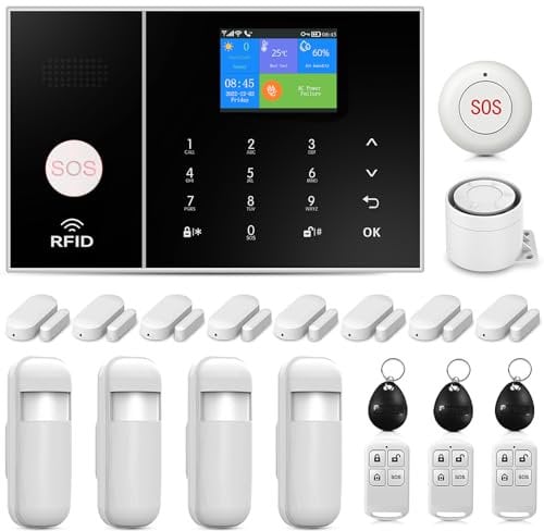 Sistema di allarme di sicurezza domestica 4G, kit di allarme per casa intelligente con allarme APP per telefono, funziona con Alexa e Google per la casa, l'appartamento