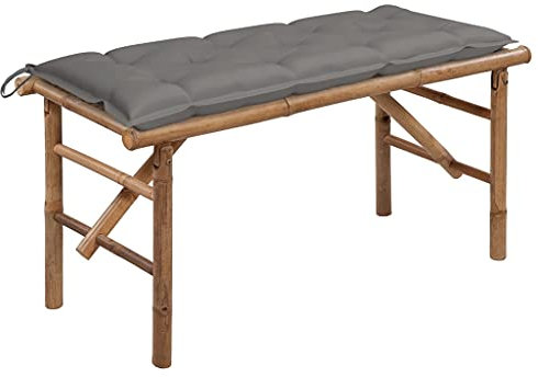 HEFZGDB Panca da Giardino Pieghevole con Cuscino 118 cm in Bambù Poltrone da giardino Sedie da esterno Giardino arredo esterno Adatto a terrazze, piscine e patii.