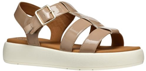 Geox D CAMALEI B, Sandalia Plana Mujer, Caramel, 39 EU