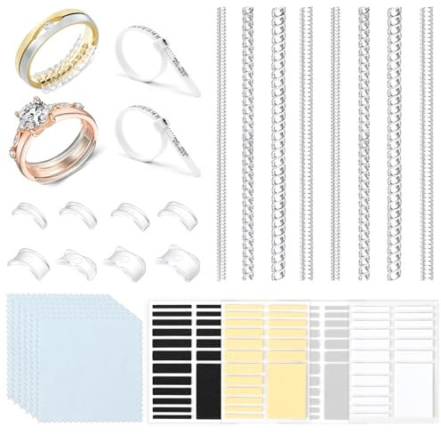 Ring Verkleinerung Ringverkleinerer Unsichtbar Ringgrössenmesser 28 Stück Ringgrößenversteller Set Ring Größenmesser mit Abstandshalter und Eva-Aufklebern Ring Size Adjuster für Lose Ringe