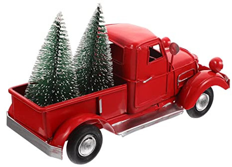 Yardenfun Vintage Rotes Weihnachtsauto Mit Tannenbaum Dekoratives Modell Für Tischdekoration Accessoire Für Weihnachtsfeiern Aus Robustem Leicht Und Kompakt Perfektes Für Freunde Und