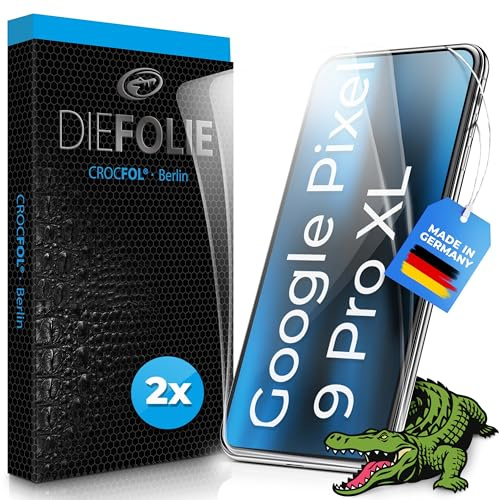 Crocfol für Google Pixel 9 Pro XL - [2 St.] Schutzfolie vom Testsieger - selbstheilende Premium 5D Langzeit-Premiumschutzfolie