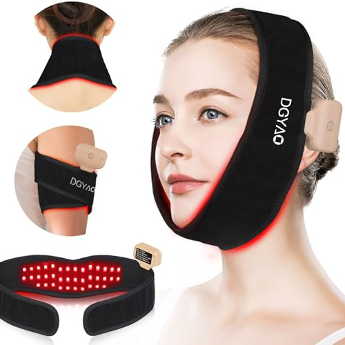 DGYAO Rotlichttherapie für Hals und Kinn, 8 Farben, Infrarot-Lichtwickel, 3D, 38 Lichter, 152 Lichtstrahlen, tragbares Pad