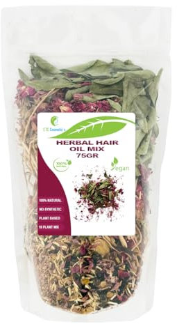 Miscela di oli per capelli alle erbe - 75 gr - 18 erbe grezze essenziali per infusione di olio | Erbe indiane 100% naturali