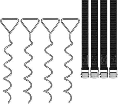 Baunsal® Sturmsicherung 4 x (SL) für Trampoline Befestigung Boden Sturmanker Trampolin Sturmhaken Bodenanker Sturmsicherung Vorzelt Sturmsicherung Gartenhaus Erdnägel Sturmsicherung Pavillion