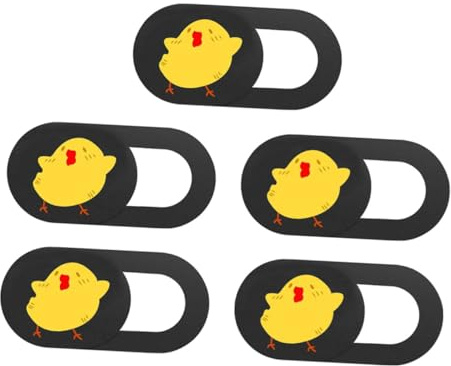 jojofuny 5 Stück Webcam Abdeckungen für Laptop und Handy, Gelb | ABS Material, Dünn, Schiebeverschluss, Cartoon Huhn, Dekoration und Sichtschutz