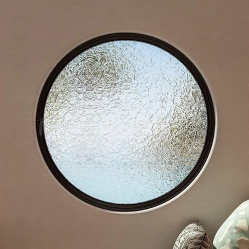 Bubinblau Finestra Rotonda, Finestre di Ventilazione Girevoli a 360° con Maniglie, Finestre in Vetro Temperato a Filo, per Bagno, Cucina, Hotel, Finestra sul Mare,Nero,C 60cm