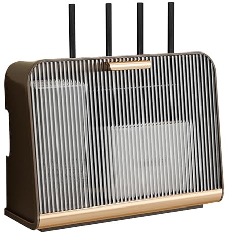 PZPIUGY WiFi Router Aufbewahrungsbox, Router Regal, WiFi Router Aufbewahrungsbox Wandregale, Schwebende Regale Wandmontage, Wandhalterung Kabel Lagerregal(Transparent Panel + Coffee Color)