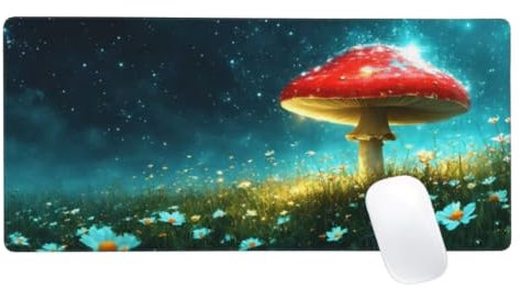 Rouge Tapis de Souris XXL 900x400mm, Tapis de Souris Champignon, Tapis Souris pour Clavier et Bureau, Étendu Tapis de Souris Gamer, Lavable Surface lisse, Base Antidérapante,Améliorer Précision Z2-748