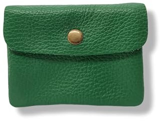 Porte Monnaie Femme Cuir Irisé, Métalisé, Grainé - Porte Carte Brillant ou Mat - 3 Compartiments, Etui RFID (Vert Gazon Mat)