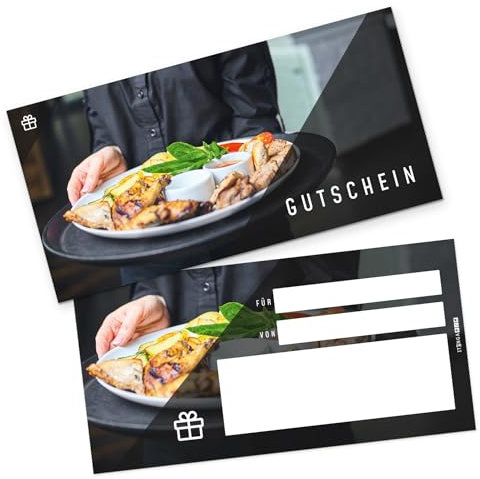 itenga Geschenkgutschein Restaurant Essen - Karte zum Ausfüllen I Geschenkkarte I Gutschein I 21x 10,5cm I Postkarte zum Ausfüllen