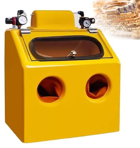 CHANGLKJ Machine De Sablage, Kits D'armoire De Sablage, Collecteur De Poussière De Sablage De Paillasse avec Ajusteur d'air Et Interrupteur Au Pied, Verre De Protection Durable Et Nettoyage Sûr