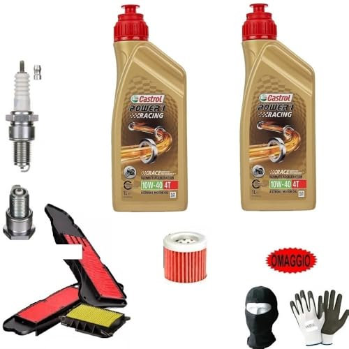COMPATIBILE CON DUCATI MONSTER 620 DARK SD TAGLIANDO-MANUTENZIONE COMPLETO MOTORE CAMBIO LUBRIFICANTE CASTROL POWER 1 RACING SINTETICO 10W40 4T SUPER ACCELLERAZIONE FILTRO OLIO+F.ARIA+CANDELA