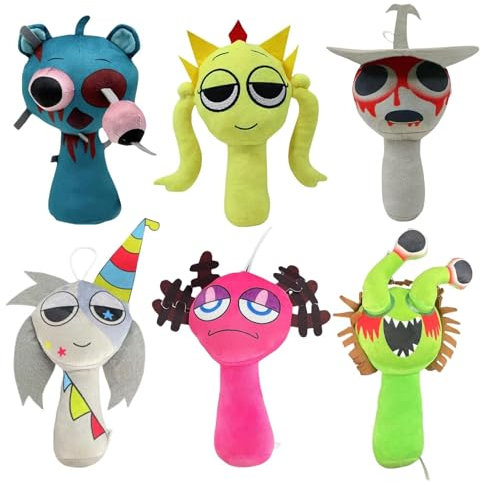 TS TAC-SKY Sprunki Plüschspielzeug – Weiches Kuscheltier Als Kissenfigur, Weihnachten Und Geburtstag Für Erwachsene Und Kinder(Plush 6pcs)