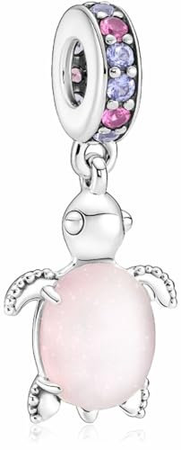 MSPOVOF Tartaruga marina rosa in vetro di Murano Charms S925 ciondolo in argento sterling per bracciali e collane regalo di gioielli per donne