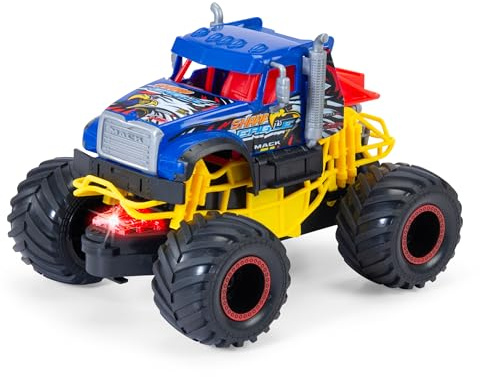 Dickie Toys - Sharp Eagle Monstertruck ab 3 Jahre (18 cm) - Mack Trucks LKW als Monster-Truck mit coolem Licht & Sound, Spielzeug-Auto für Kinder mit Friktion und Gummireifen, inkl. Batterien