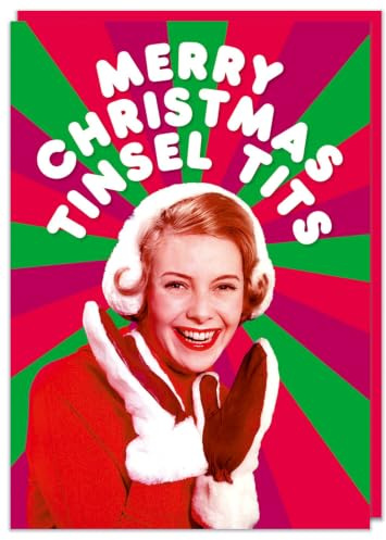 Dean Morris Cards Merry Christmas Tinsel Tits Funny Christmas Card For Her - Female Christmas Card Ideas - Rude Christmas Humour