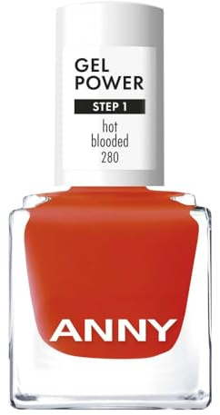 ANNY Gel Power Nail Polish, Gel-Farb-Nagellack, Leuchtendes Feuerrot | Brillanter Glanz, Bis zu 12 Tage Halt, Splitter- & kratzresistent, Ohne UV-Lampe, Hot Blooded, 8ml