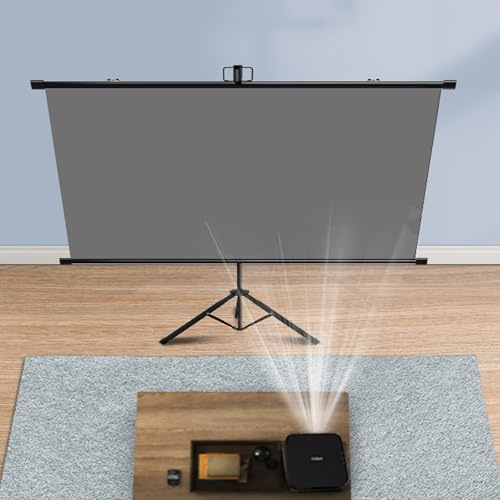 Tragbarer 152,4 cm HD-Film-Projektor-Leinwand mit Ständer, manuelles Herunterziehen, verdicktes Stativ-Design für Heimkino, Büro und Gaming, Seitenverhältnis 16:9