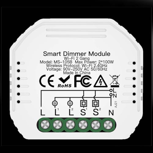 Module variateur d'intensité Wi-Fi intelligent avec fonction bidirectionnelle, compatible avec Zigbee Hub pour application Tuya pour Alexa, télécommande pour boîtes murales traditionnelles, blanc