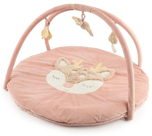 Bieco Spieldecke mit Activitybogen Reh Ella | Babydecke Reh Ella | Baby Krabbeldecke mit Spielebogen | Babies Activity Decke Boden Baby Gym Spielmatte