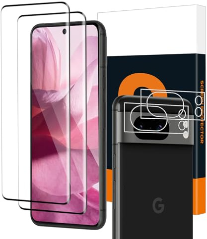 Carantee 2+2 pièces 3D Verre Trempé pour Google Pixel 8 Pro 5G, avec Caméra Protecteur, Anti-salissures Haut Définition Protection écran pour Google Pixel 8 Pro 5G, Anti-bulle HD Vitre Protection