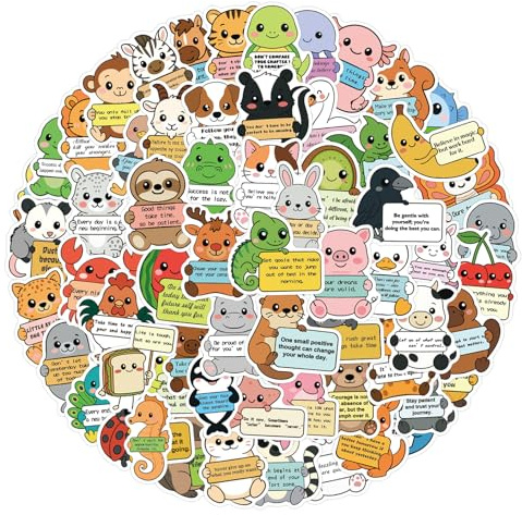 100 Stück Emotionale Unterstützung Tiere Aufkleber Auto Laptop Telefon Gitarre Skateboard Motorrad Fahrrad Motivationale Stickers Set Vinyl Wasserdicht Aesthetic Aufkleber für Erwachsene
