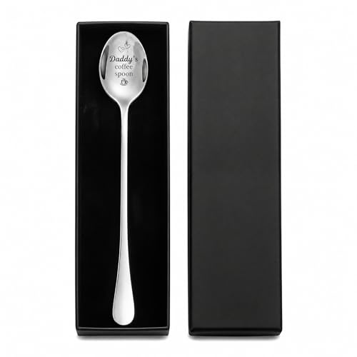 Dad Gifts from Daughter Son, Stainless Steel Coffee Spoon with Gift Box | Personalised coffee spoon with durable stainless steel, perfect for tea, coffee lovers, Father's Day, birthdays and occasions
