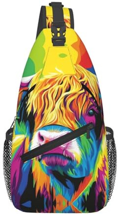 Umhängetasche Pop Art Yak Brusttasche Wasserdicht Crossbody Bag Anti Diebstahl Modische Für Männer Frauen 9X19X39Cm