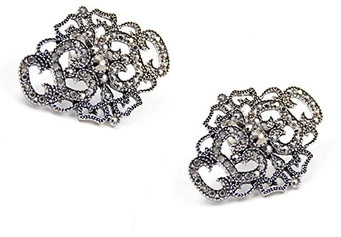YNuth 2 Stück Schuhclips mit Strass Schwarz Hochzeit Party Schmuck Vintage Deko