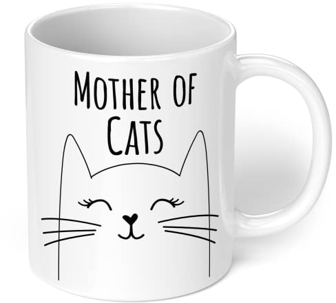 True Statements Tasse Mother of Cats - Kaffeetasse, Kaffeebecher, Katzen-Liebhaber - innen Weiß