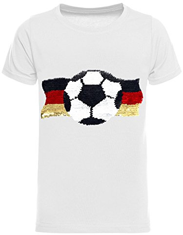 BEZLIT Jungen T-Shirt Wende Pailletten Fußball Deutschland Look Kurzarm Rundhals Baumwolle Größen 98-158