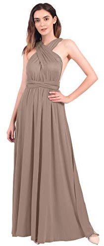 FYMNSI Damen Multiway Lange Abendkleid Hochzeit Brautjungfernkleid Bodenlang Partykleid Cocktailkleid Cabrio Wickelkleid V-Ausschnitt Festlich Kleid Rückenfrei Neckholder Maxikleid Sommer Strandkleid