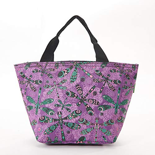 Eco Chic Erweiterbare Kühltasche/Lunchtasche/isolierte Tasche – Libelle (lila)